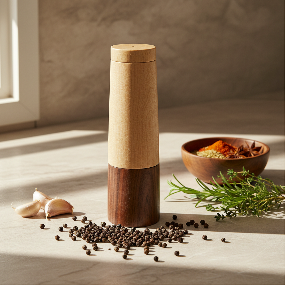 Moulin à poivre en cocobolo et érable figuré