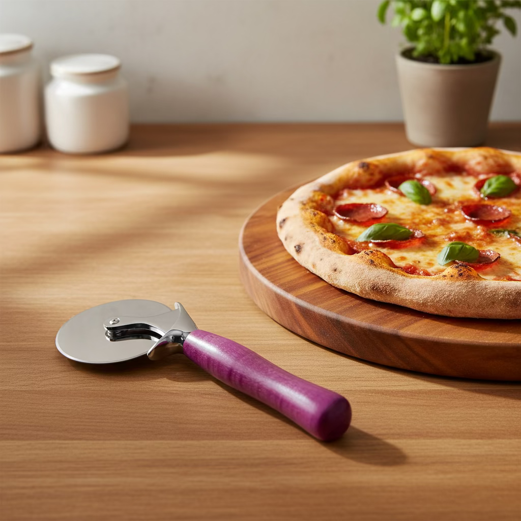 Coupe-pizza en érable figuré